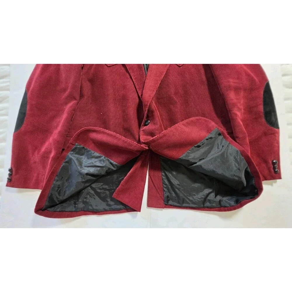 Sheplers Men 54L Western Corduroy Blazer Jacket Red Maroon Yoke Elbow Patch Tall